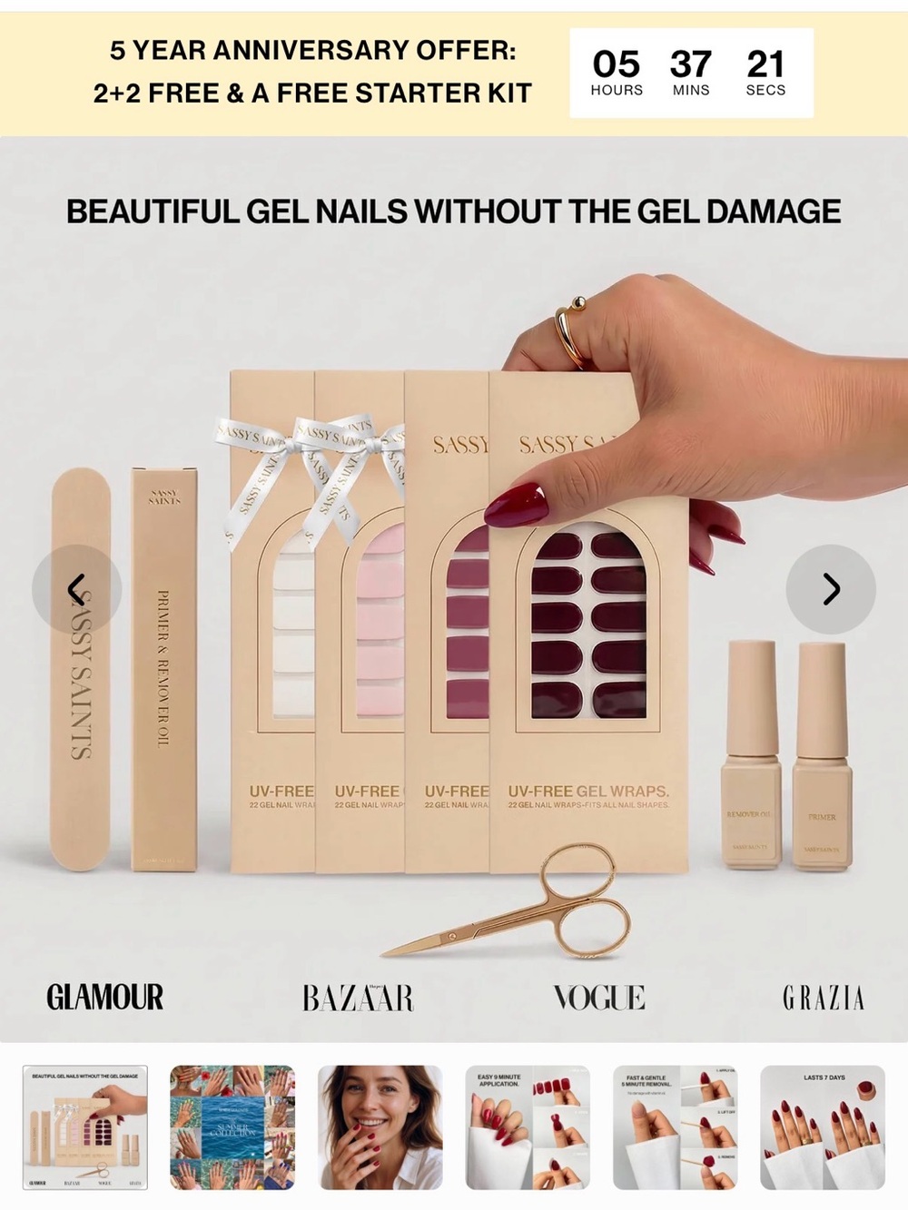 UV-Free Press-On Nails in Deep Burgundy